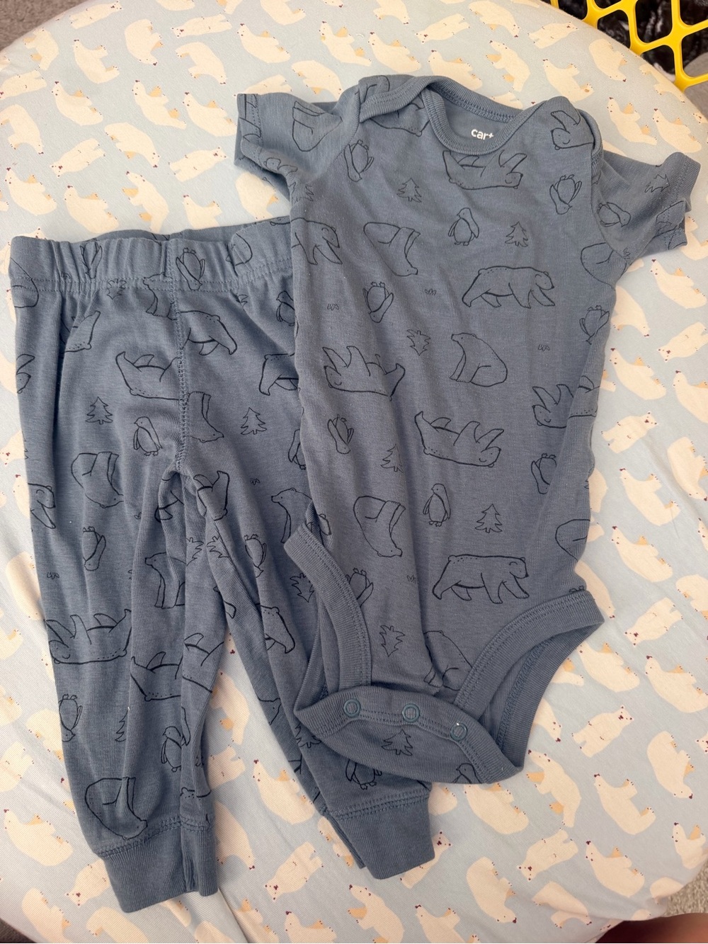 Carter's Light Gray-Blue Bear Print Baby Bodysuit